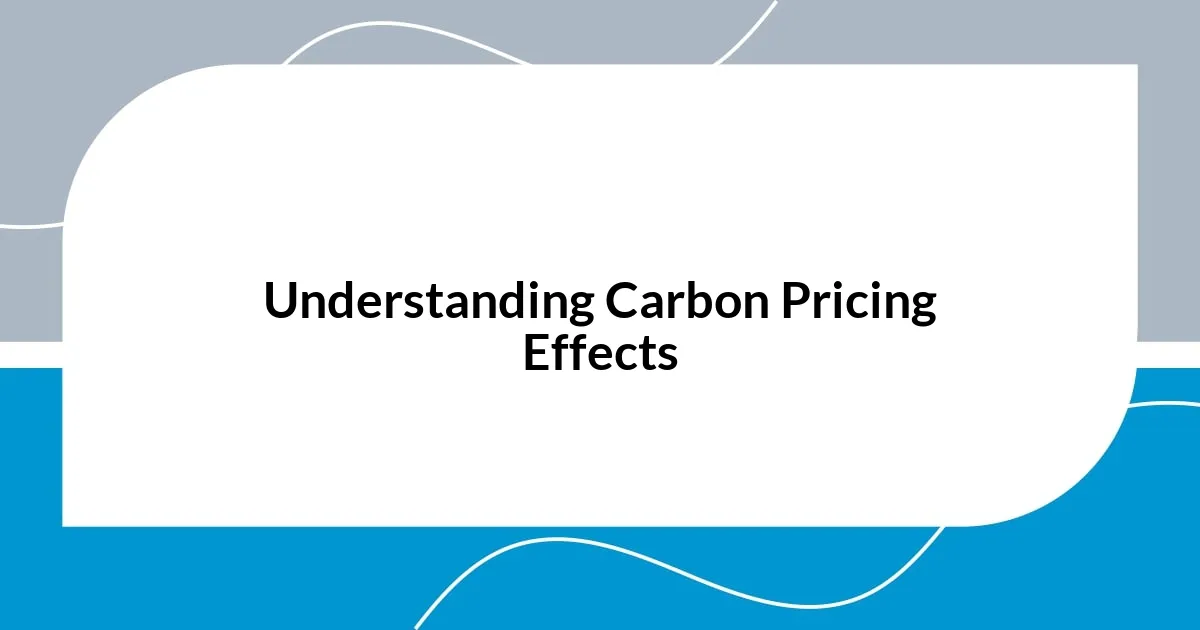 Understanding Carbon Pricing Effects