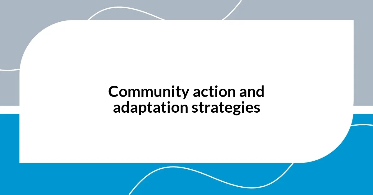 Community action and adaptation strategies