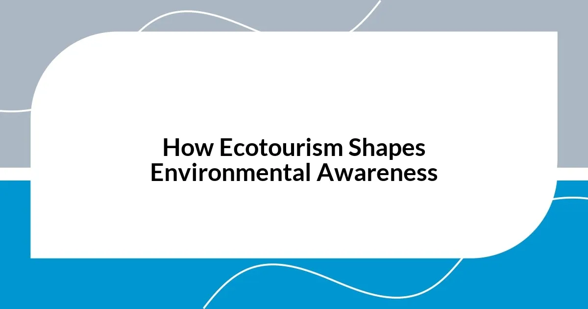 How Ecotourism Shapes Environmental Awareness