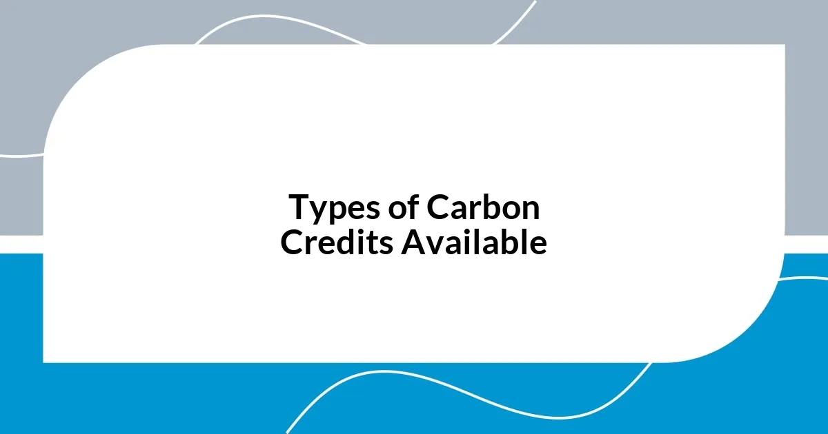 Types of Carbon Credits Available