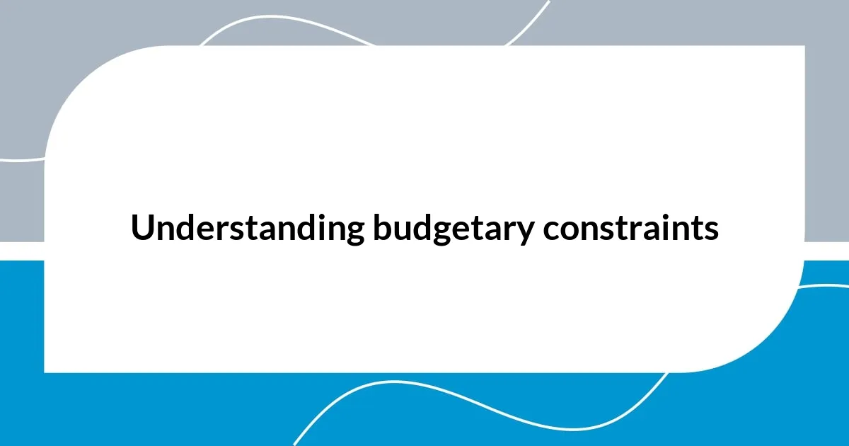 Understanding budgetary constraints