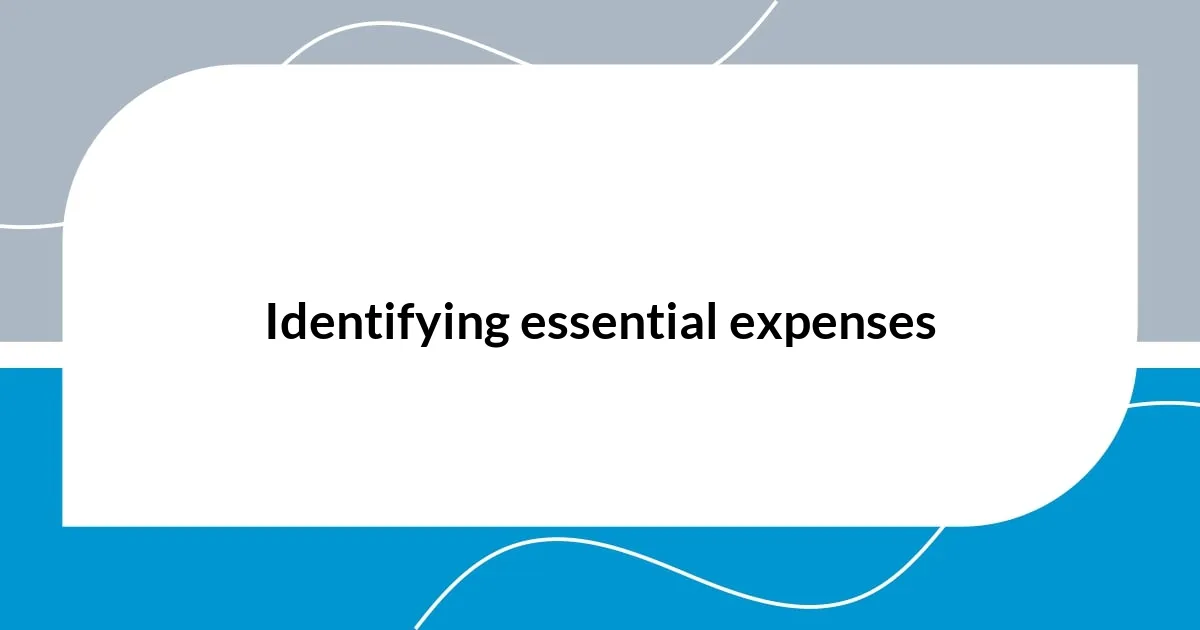 Identifying essential expenses