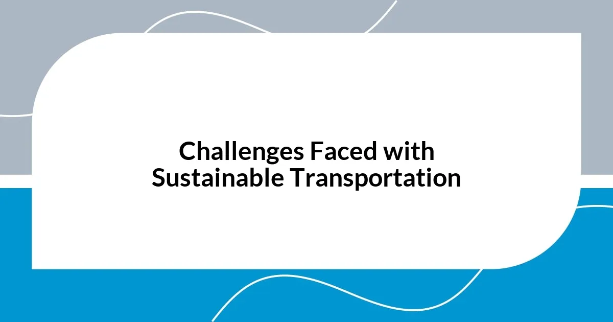 Challenges Faced with Sustainable Transportation