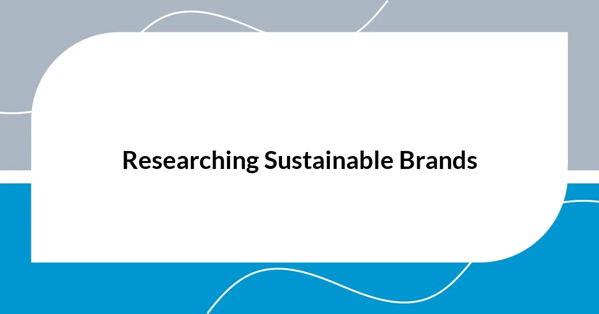 Researching Sustainable Brands