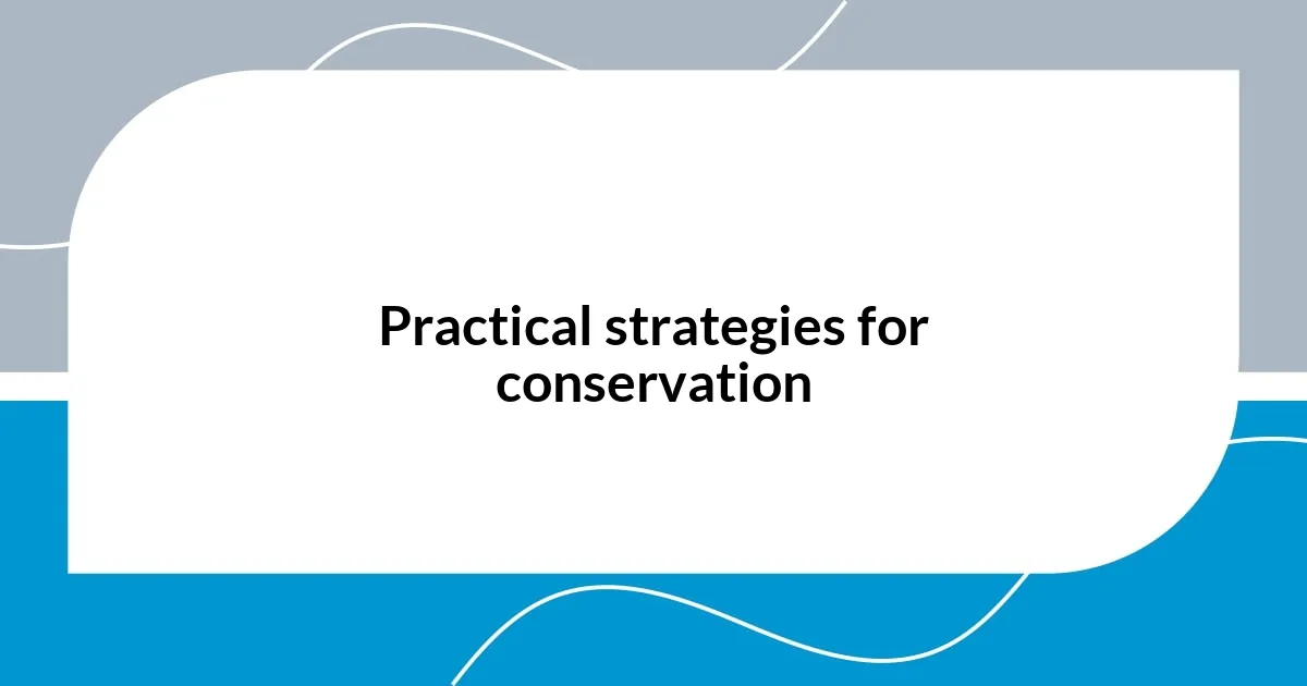 Practical strategies for conservation