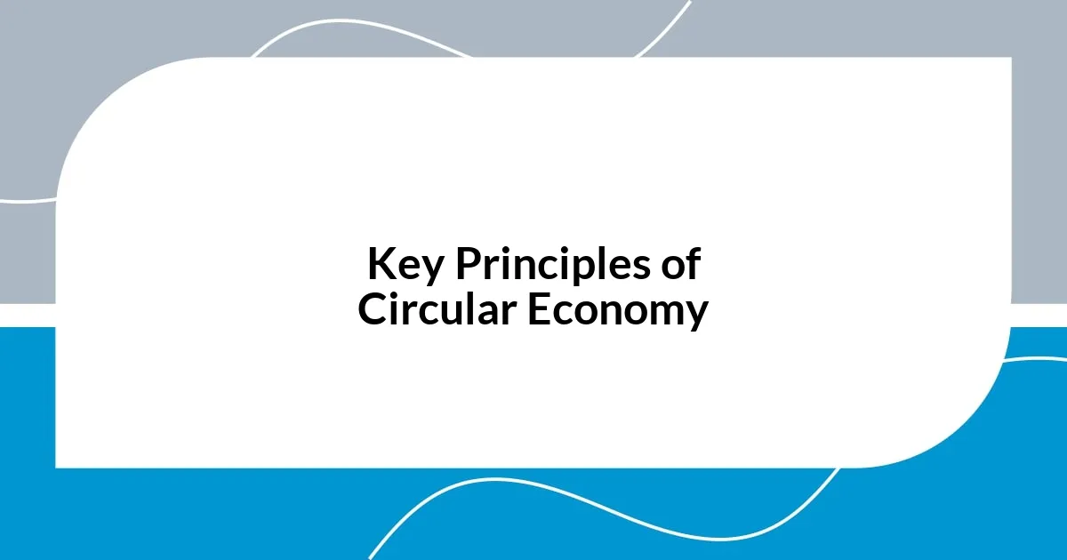 Key Principles of Circular Economy