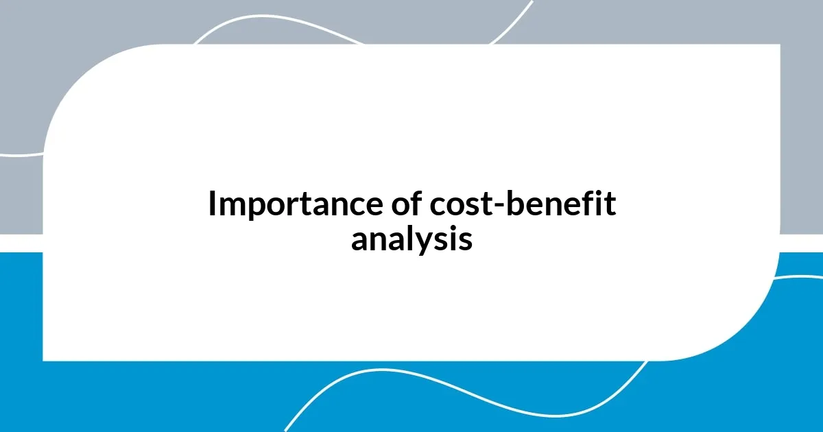 Importance of cost-benefit analysis