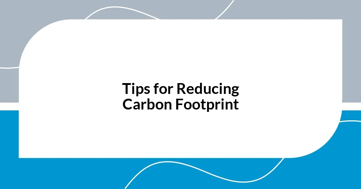 Tips for Reducing Carbon Footprint